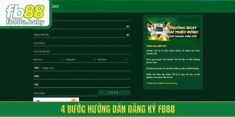 4 bước hướng dẫn đăng ký FB88