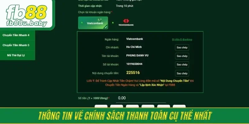 Thông tin về chính sách thanh toán cụ thể nhất